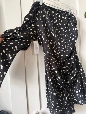 AX Paris Black Dress with White Spot Print size 12 NEW